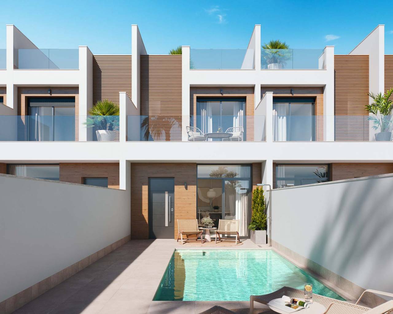 Modern townhouse with pool for sale in San Pedro del Pinatar, Murcia, Spain